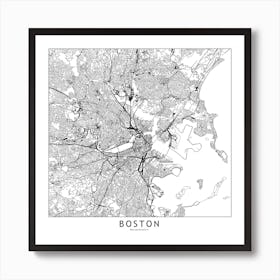 Boston Map Line Art Print I