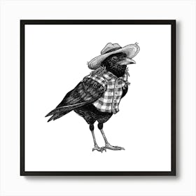 Scarecrow Illustration in Ink Square Poster