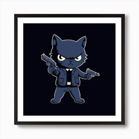 Cat With Guns Art Print