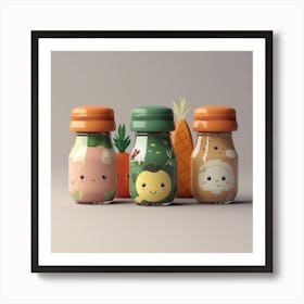 Kawaii Milk Bottles Art Print