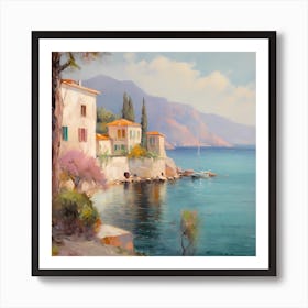 Vivid Horizons: Impressionist Marvels of Italian Seascapes Art Print