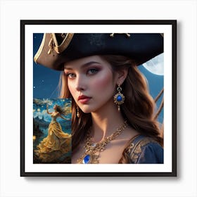 Woman In A Pirate Hat Art Print