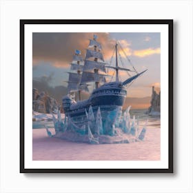 Beautiful ice sculpture in the shape of a sailing ship 8 Art Print