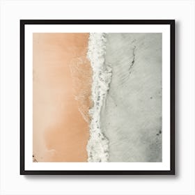 Aerial Beach Waves Square Art Print