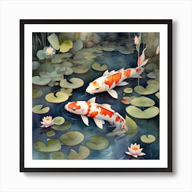 Serene koi fish pond Art Print