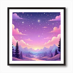 Sky With Twinkling Stars In Pastel Colors Square Composition 321 Poster