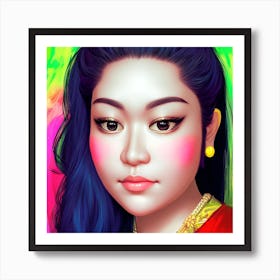 Asian Girl Painting Art Print