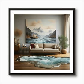 Waterfalls In The Mountains Poster