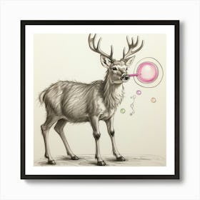 Deer Blowing Bubbles 1 Art Print