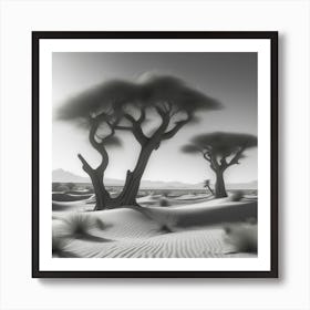 Acacia Trees In The Desert Art Print