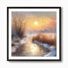 Winter Landscape Painting 1 Art Print