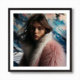 Pink Fur Coat Art Print