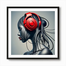 Woman With Headphones 55 Art Print