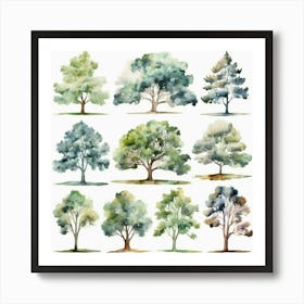 Watercolor Trees Art Print