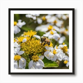 Bee On A Flower 4 Art Print