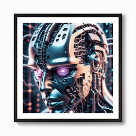 Futuristic Robot Head Art Print