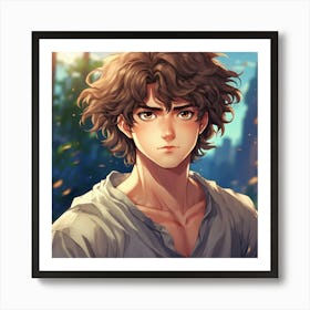 Anime Boy With Curly Hair Art Print