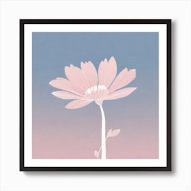 A White And Pink Flower In Minimalist Style Square Composition 524 Art Print