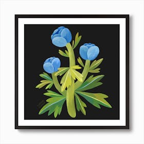 Blue Wildflower Square Art Print