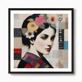 Collage of 'Asian Woman' Patchwork Art Print