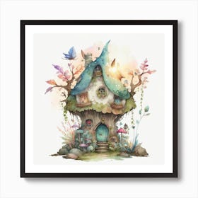 Watercolor Fantasy Fairy House Art Print