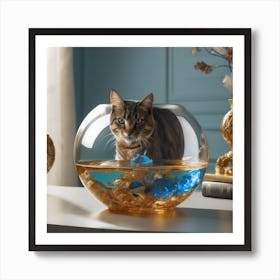 Cat In A Fish Bowl Art Print