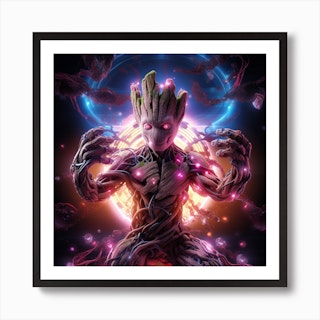 Baby Groot - Toile et Liquid Art