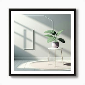 White Room With A Plant Art Print