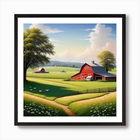 Peaceful Farm Meadow Landscape (40) Art Print