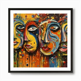 very abstract faces Jackson Pollock art Illustration Art Print