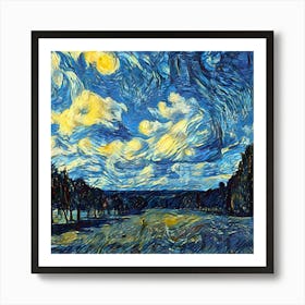 Liverpool Starry Night Van Gogh Landscape Dave Burton Masterpiece Sky Nature Art Print