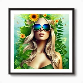 Beautiful Woman In Sunglasses 1 Art Print