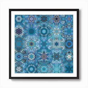 Snowflakes Blue Pattern Art Print