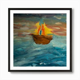 Flaming Vessel Art Print