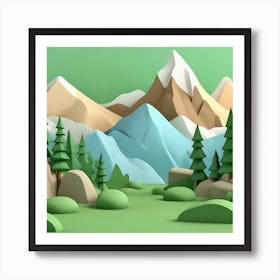 Firefly An Illustration Of A Beautiful Majestic Cinematic Tranquil Mountain Landscape In Neutral Col (22) Art Print