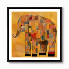 Elephant On A Yellow Background Art Print