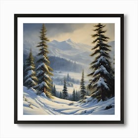 A Scottish Landscape, The Highlands in the Snow 4 Art Print