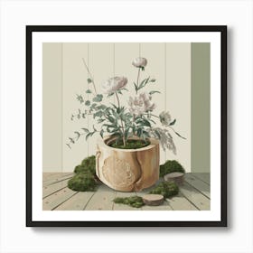 Peonies In A Pot 1 Art Print