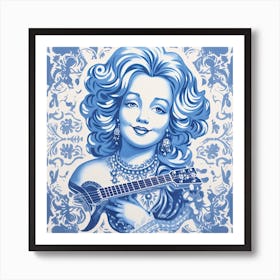 Dolly Parton Delft Tile Illustration 1 Art Print