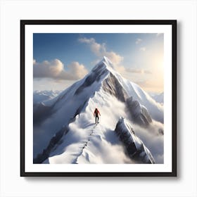 Man On Top Of A Mountain Art Print