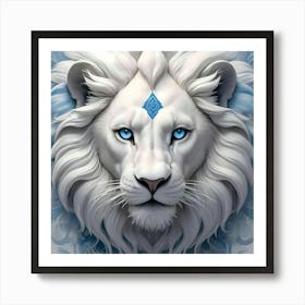 White Lion With Blue Eyes 1 Art Print