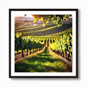 Vineyard Field At Sunset 1 Art Print