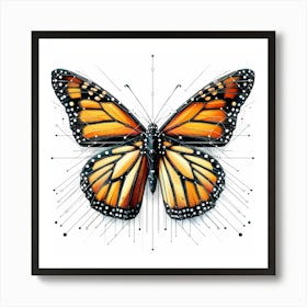 Butterfly - Abstract Line Art Illustration 243 Art Print