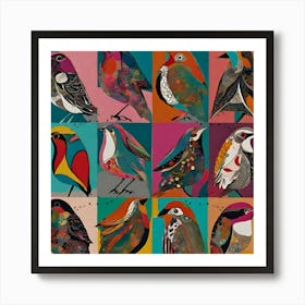 Birds Of A Feather patterns abstract modern art Art Print