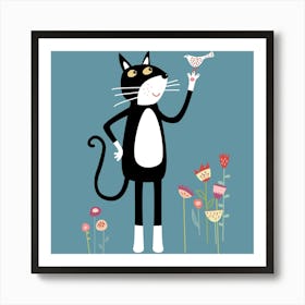 Cat And Bird with Mild Peril Art Print