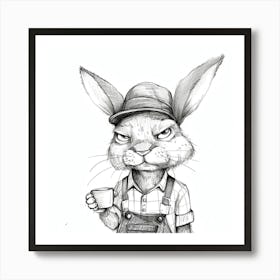 Rabbit With A Cup Of Coffee Art Print