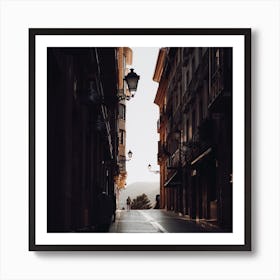 Woman Walking In The Street, Colour St Sebastian, Spain Square Art Print