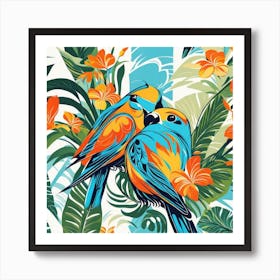 Tropical Parrots Art Print