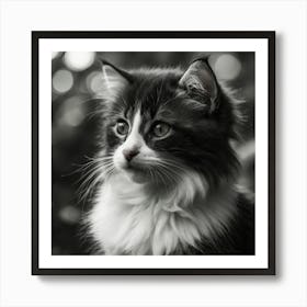 Black And White Cat 3 Art Print