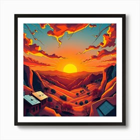 Sunset In The Desert 1 Art Print